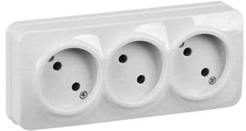 Розетка 3-м ОП GLORY РС23-2-ХБ 10А без заземл. бел