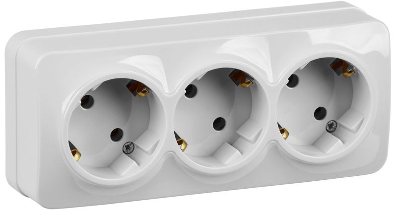 Розетка 3-м ОП GLORY РС23-3-ХБ 16А с заземл. бел