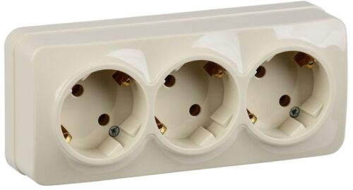 Розетка 3-м ОП GLORY РС23-3-ХК 16А с заземл. крем