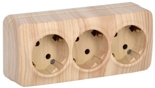 Розетка 3-м ОП GLORY РС23-3-ХС 16А с заземл. сосна