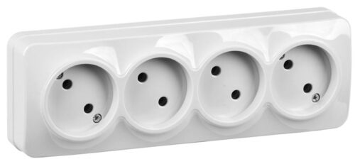 Розетка 4-м ОП GLORY РС24-2-ХБ 10А без заземл. бел