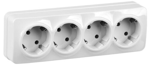 Розетка 4-м ОП GLORY РС24-3-ХБ 16А с заземл. бел