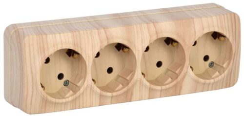 Розетка 4-м ОП GLORY РС24-3-ХС 16А с заземл. сосна