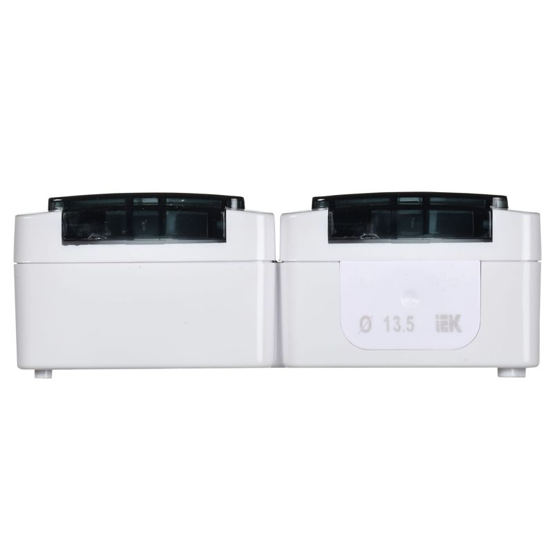 Розетка 2-м ОП Гермес Plus РСб22-3-ГПБд 16А IP54 с заземл. с дым. крышкой бел — изображение 3