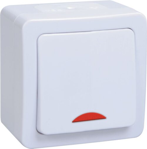 Выключатель 1-кл. ОП Гермес Plus 10А IP54 ВС20-1-1-ГПБ с индикацией цвет клавиши: бел. бел