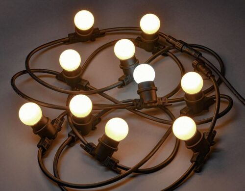 Гирлянда белт-лайт 5м 10 ламп WW тепл. бел. IP65 шнур черн. 3м 230В транзит