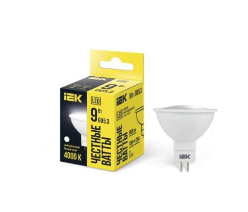 Лампа светодиодная 9Вт MR16 софит 4000К нейтр. бел. GU5.3 230В
