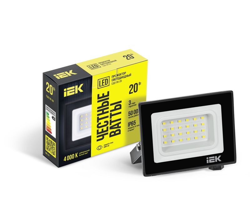 Прожектор светодиодный СДО 06-20 4000К IP65 черн