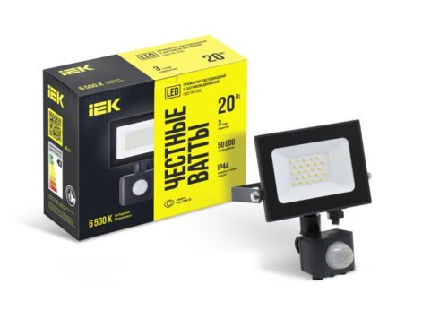 Прожектор светодиодный СДО 06-20Д 6500К IP54 с ДД черн
