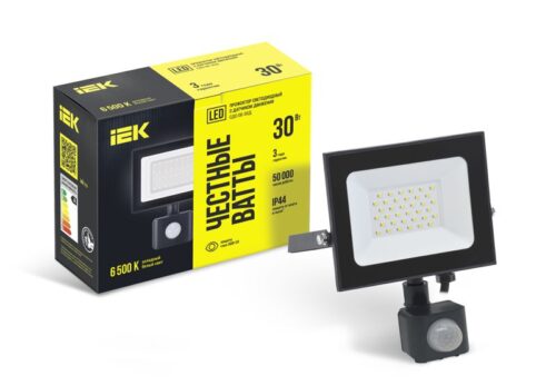 Прожектор светодиодный СДО 06-30Д 6500К IP54 с ДД черн