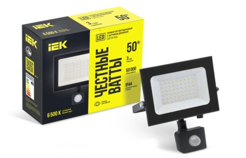Прожектор светодиодный СДО 06-50Д 6500К IP54 с ДД черн