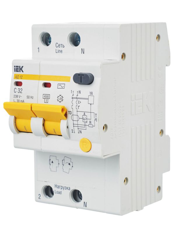 Выключатель автоматический дифференциального тока 2п C 32А 30мА тип AC 4.5кА АД-12 — изображение 8