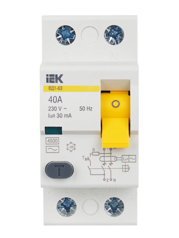 Выключатель дифференциального тока 2п 40А 30мА тип AC ВД1-63 — изображение 2