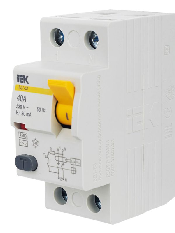 Выключатель дифференциального тока 2п 40А 30мА тип AC ВД1-63 — изображение 8