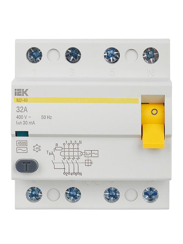 Выключатель дифференциального тока 4п 32А 30мА тип AC ВД1-63 — изображение 2