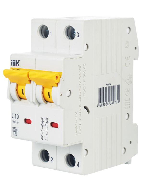 Выключатель автоматический модульный 2п C 10А 6кА ВА47-60M — изображение 8