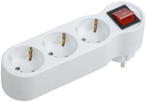 Разветвитель 3-м 16А IP20 Т-01/03В 2P+PE с выкл. бел