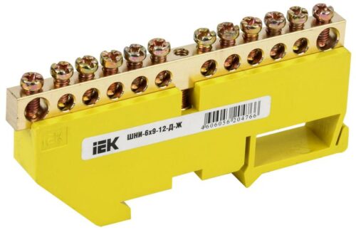 Шина PE "земля" на DIN-изоляторе ШНИ-6х9-12-Д-Ж