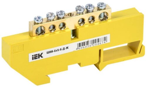 Шина PE "земля" на DIN-изоляторе ШНИ-6х9-6-Д-Ж
