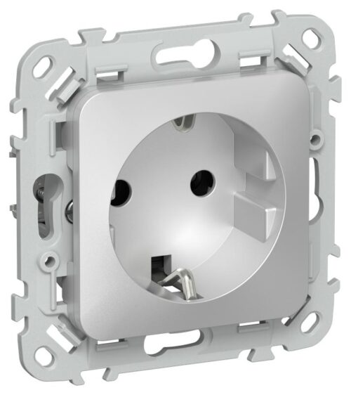 Розетка СП FLITE РС11-1-ФлА 16А с заземл. без защ. шторок безвинтовое крепление механизм алюм