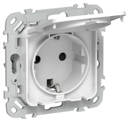 Розетка СП FLITE РСшкр11-1-44-ФлБ 16А IP44 с заземл. с защ. шторками и крышкой безвинтовое крепление механизм бел