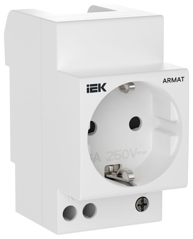 Розетка на DIN-рейку 45мм с заземл. защ. шторки 16А