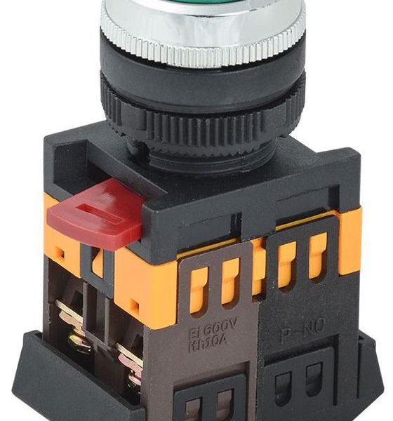 Кнопка ABLFS-22 d22мм 1з+1р 240В неон зел