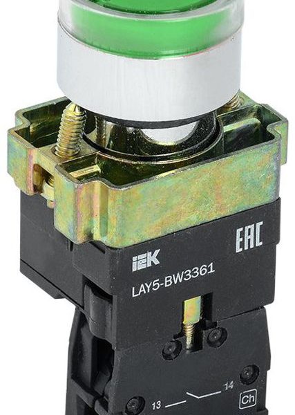 Кнопка LAY5-BW3361 1НО с подсветкой зел