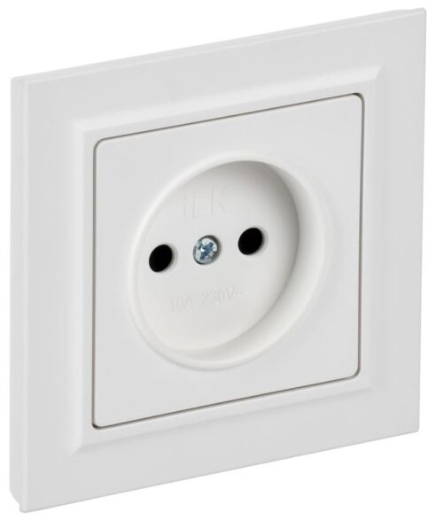 Розетка BRITE РСР10-1-0-БрАБ 10А в сборе без заземл. без защ. шторок арктич. бел