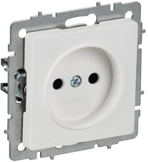 Розетка BRITE РС10-1-0-БрАБ 10А без заземл. без защ. шторок механизм арктич. бел