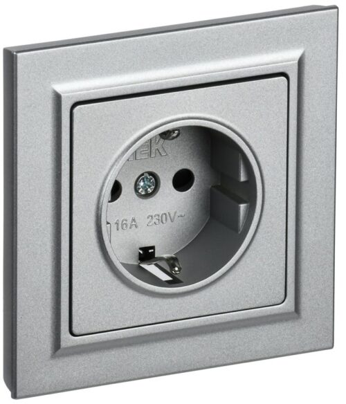 Розетка СП BRITE РСР14-1-0-БрА 16А в сборе с заземл. защ. шторки алюм
