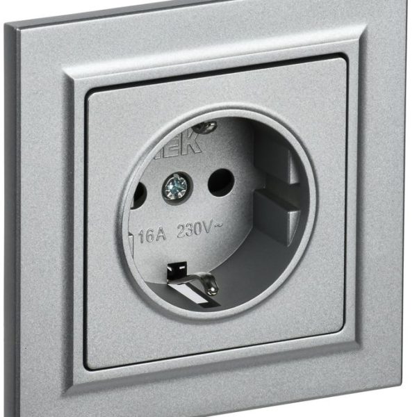 Розетка СП BRITE РСР14-1-0-БрА 16А в сборе с заземл. защ. шторки алюм