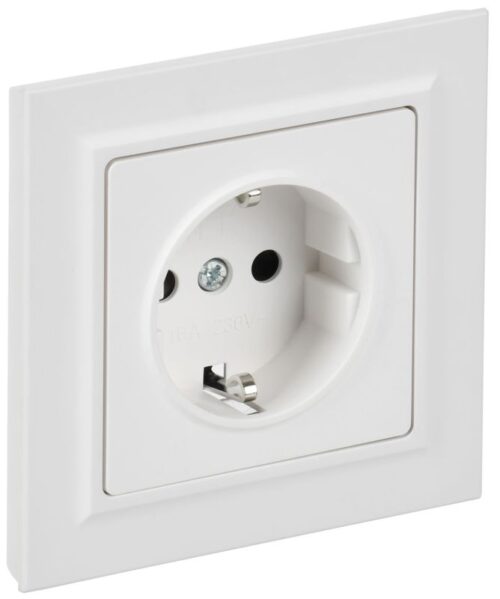 Розетка BRITE РСР14-1-0-БрАБ 16А в сборе с заземл. защ. шторки арктич. бел