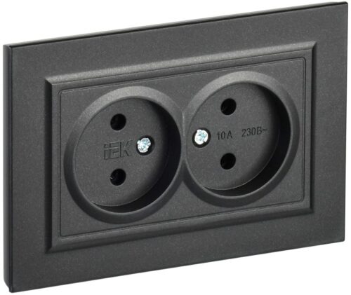 Розетка 2-м СП BRITE РС12-2-БрЧ 10А в сборе без заземл. без защ. шторок черн