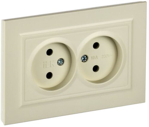 Розетка 2-м СП BRITE РС12-2-БрКр 10А в сборе без заземл. без защ. шторок беж