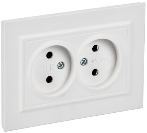 Розетка 2-м СП BRITE РС12-2-БрАБ 10А в сборе без заземл. без защ. шторок арктич. бел