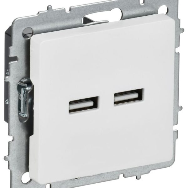 Розетка BRITE РЮ10-1-БрАБ USB A+A 3.1А механизм арктич. бел