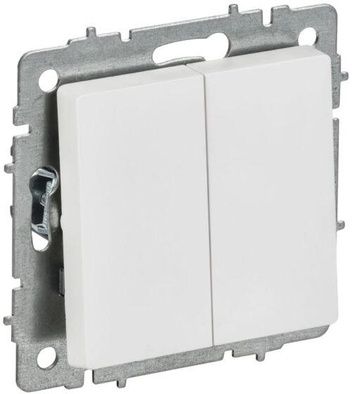 Выключатель проходной 2-кл. СП BRITE ВС10-2-6-БрАБ 10А механизм арктич. бел