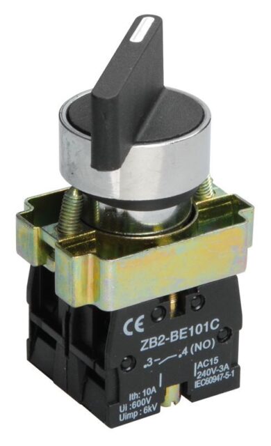 Переключатель LAY5-BJ33 на 3 полож. 2НО черн. I-O-II дл. ручка