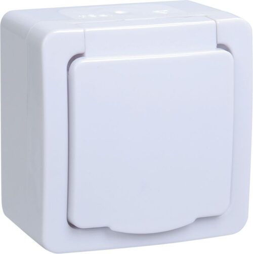 Розетка 1-м ОП Гермес Plus РСб20-3-ГПБб 16А IP54 с заземл. с крышкой бел