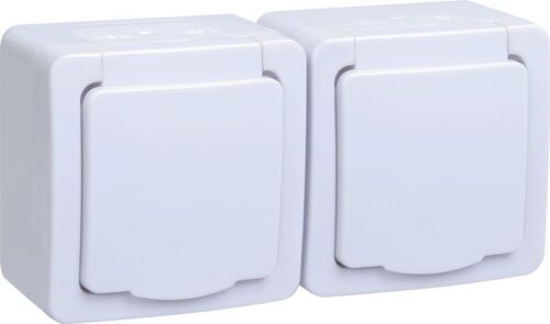 Розетка 2-м ОП Гермес Plus РСб22-3-ГПБб 16А IP54 с заземл. с крышкой бел