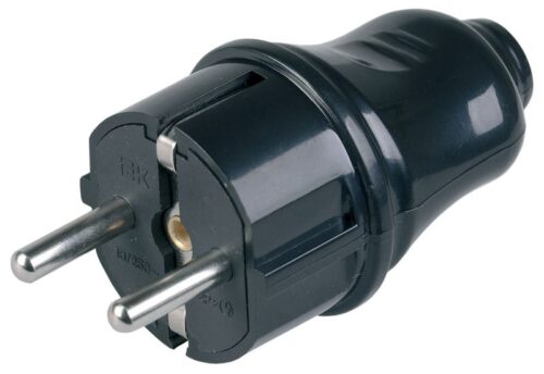 Вилка прямая ВПп10-02-Ст разборная с заземл. контактом 16А черн