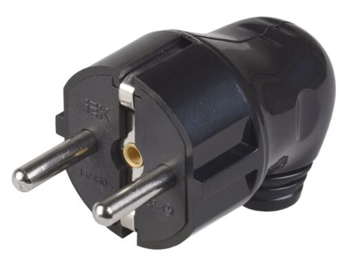 Вилка угловая ВПу11-02-Ст разборная с заземл. 16А черн