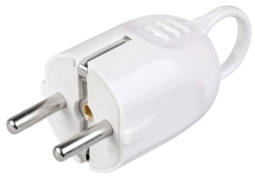 Вилка угловая ВПу12-01-Ст разборная с заземл. с кольцом 16А бел