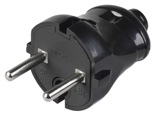 Вилка прямая ВПп20-02-Ст разборная без заземл. контакта 6А черн