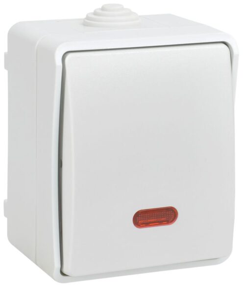Выключатель проходной 1-кл. ОП Форс IP54 ВС20-1-1-ФБ с индикацией бел
