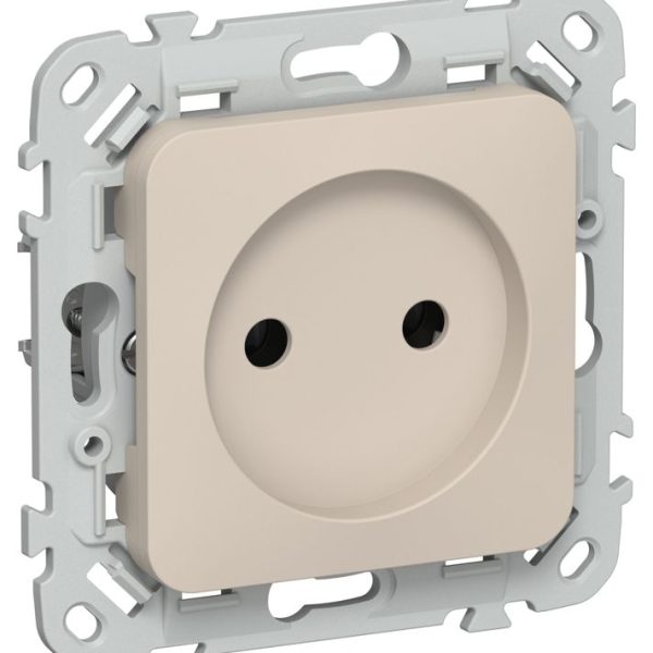 Розетка СП FLITE РС01-1-ФлЛ 10А без заземл. без защ. шторок безвинтовое крепление механизм льняной