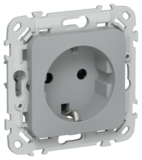 Розетка СП FLITE РС11-1-ФлС 16А с заземл. без защ. шторок безвинтовое крепление механизм сер