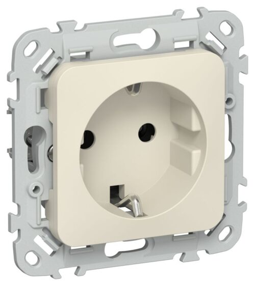 Розетка СП FLITE РС11-1-ФлСл 16А с заземл. без защ. шторок безвинтовое крепление механизм сливочный