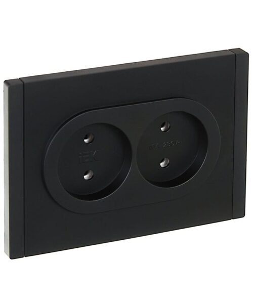 Розетка 2-м СП FORTE&PIANO FP126 10А без заземл. без защ. шторок безвинт. крепл. черн